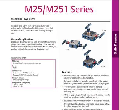 AGI M25/M251 Series - 2 Va;ve SP Manifolds
